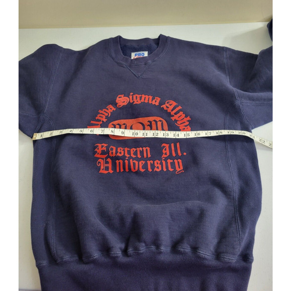 Eastern Il University Alpha Sigma Navy Blue Pullover Sweatshirt Womens Medium - Picture 4 of 11